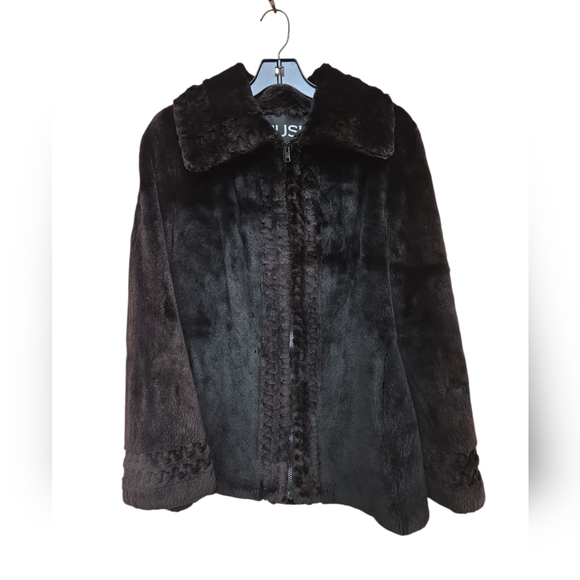 Musi Women's Black Stephanie  Fur Coat Size 8 - Picture 2 of 7